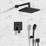 Remer SFH53 Matte Black Shower System with 8 Inch Rain Shower Head and Hand Shower
